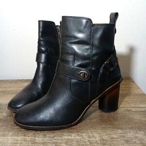Coach Moto Bootie Heel Black Leather Women's Size 8